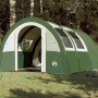Grünes vidaXL Tunnelzelt für 4 Personen, wasserdicht, mit Fenstern und offenem Eingang auf einer Wiese.