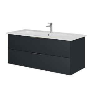 Steinkamp Einzelwaschtisch in Schwarz Matt mit Villeroy & Boch Waschtisch Venticello, 120 cm.