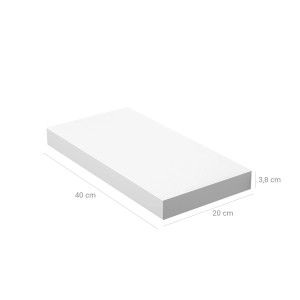 Weißes Vasagle Wandboard, 40x20x3,8 cm, zur Wandmontage für Deko und Bücher.
