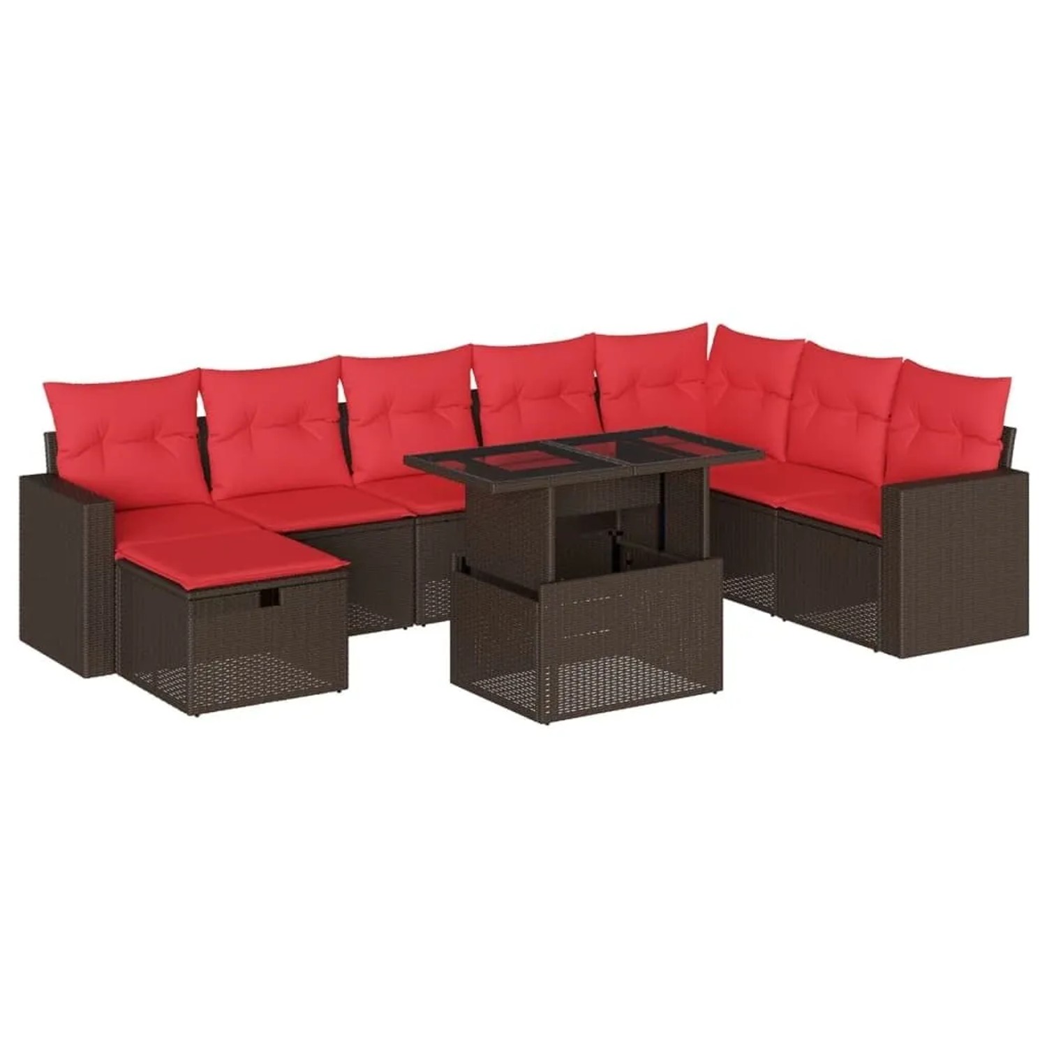 vidaXL 9-Tlg Gartensofa-Set mit Kissen Braun Polyrattan 3274874 günstig online kaufen
