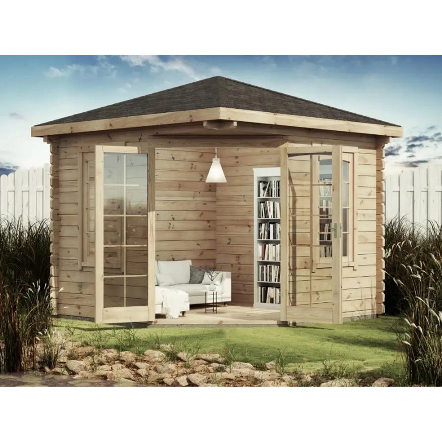 Alpholz Gartenhaus Victor-B 44 Spitzdach Imprägniert 280 cm x 272 cm günstig online kaufen