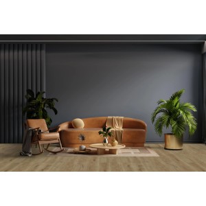 Wohnraum mit Click-Vinylboden Jasmund Eiche in Holzoptik verlegt.