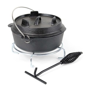 Wiltec Dutch Oven 3L Untersetzer Deckelheber Kochtopf Gusseisen Feuertopf