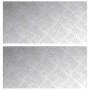 Zwei silberne Aluminium Rautenscheiben 60x30 cm mit Riffelblechmuster, ideal als rutschfeste Stufenmatten.