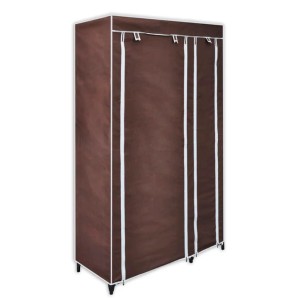 Brauner Stoffschrank von vidaXL mit Reißverschlüssen und Stahlrohrrahmen.