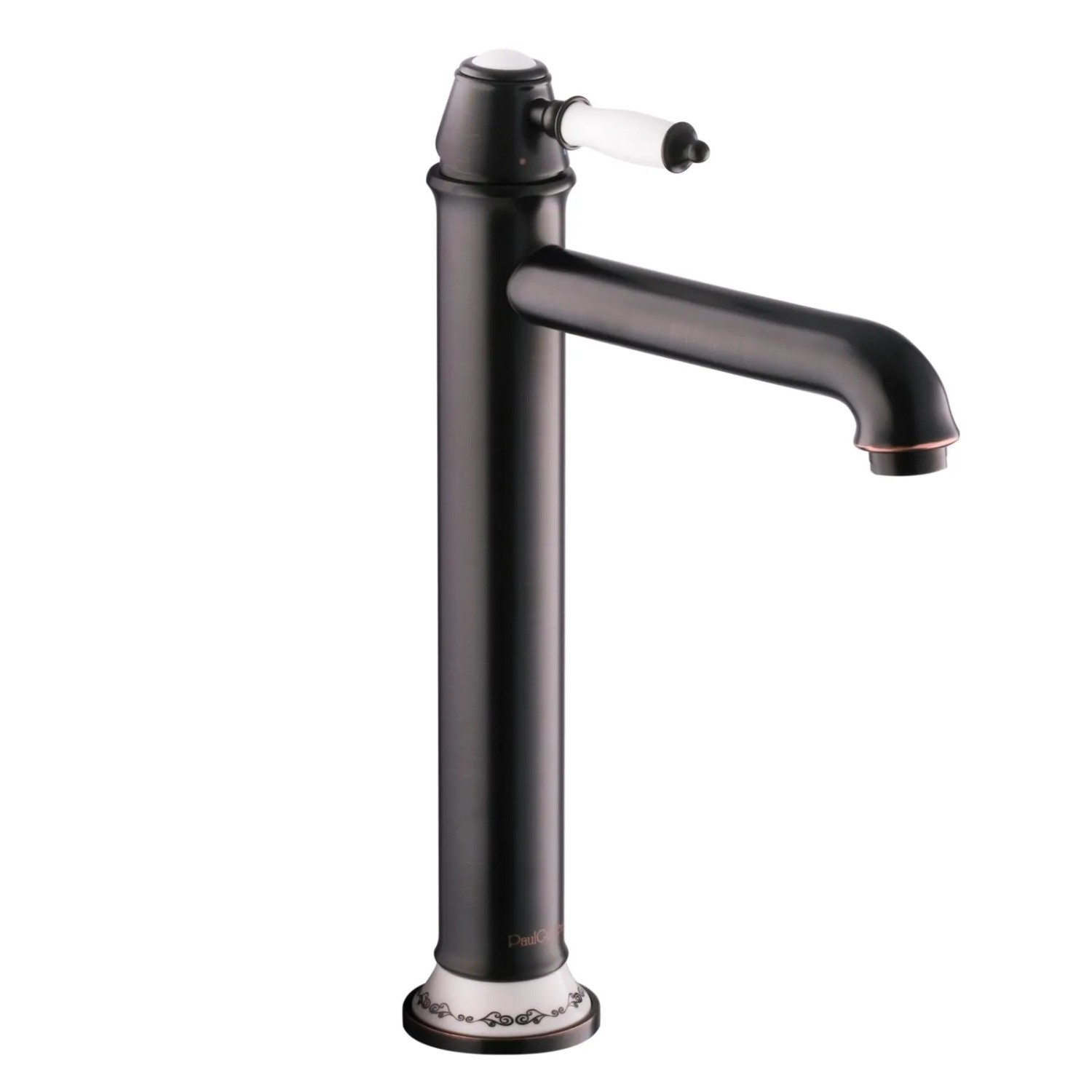 PaulGurkes Waschtischarmatur Lang für Aufsatz-Waschbecken Nostalgie Retro Schwarz