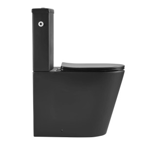 Modernes, matt schwarzes Stand-Kombi-WC spülrandlos mit SoftClose Sitz. Hygienisch und stilvoll.