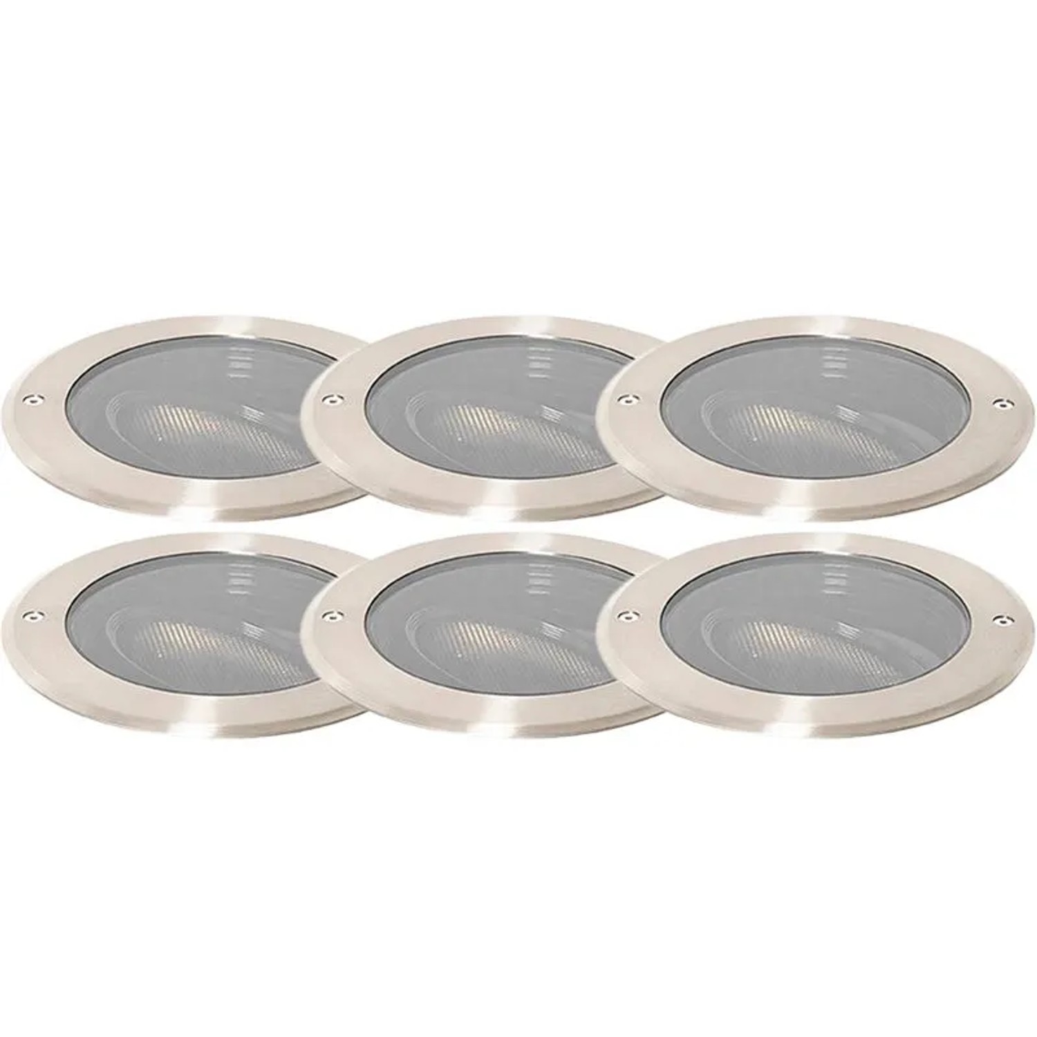 QAZQA Set mit 6 Bodenstrahlern Stahl AR111 Verstellbar IP65 Delux Honey