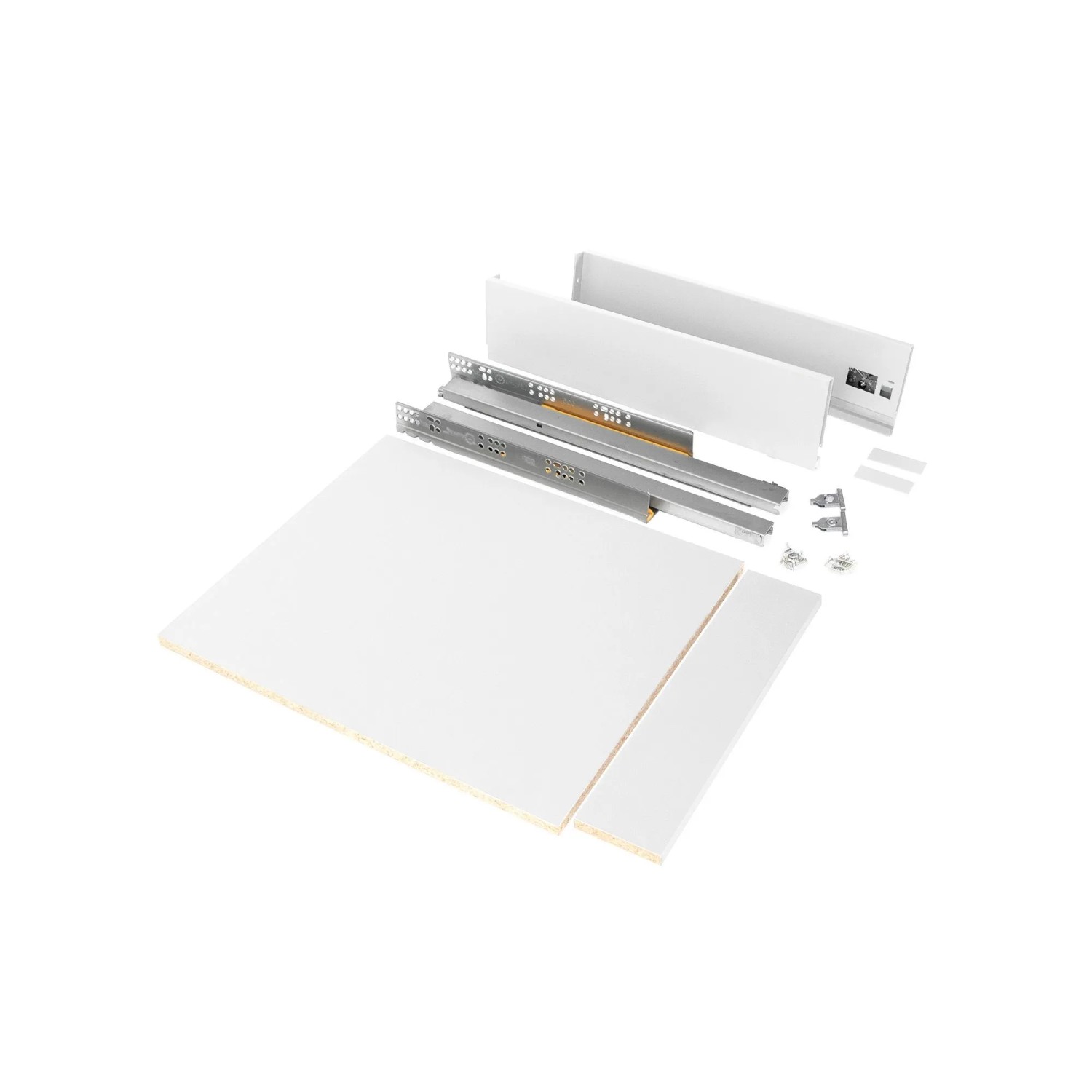 Emuca Schubladegarnitur Vertex für Küche oder Badezimmer Höhe 93 mm mit Einlegeböden Modul 450 mm Weiß Lackiert