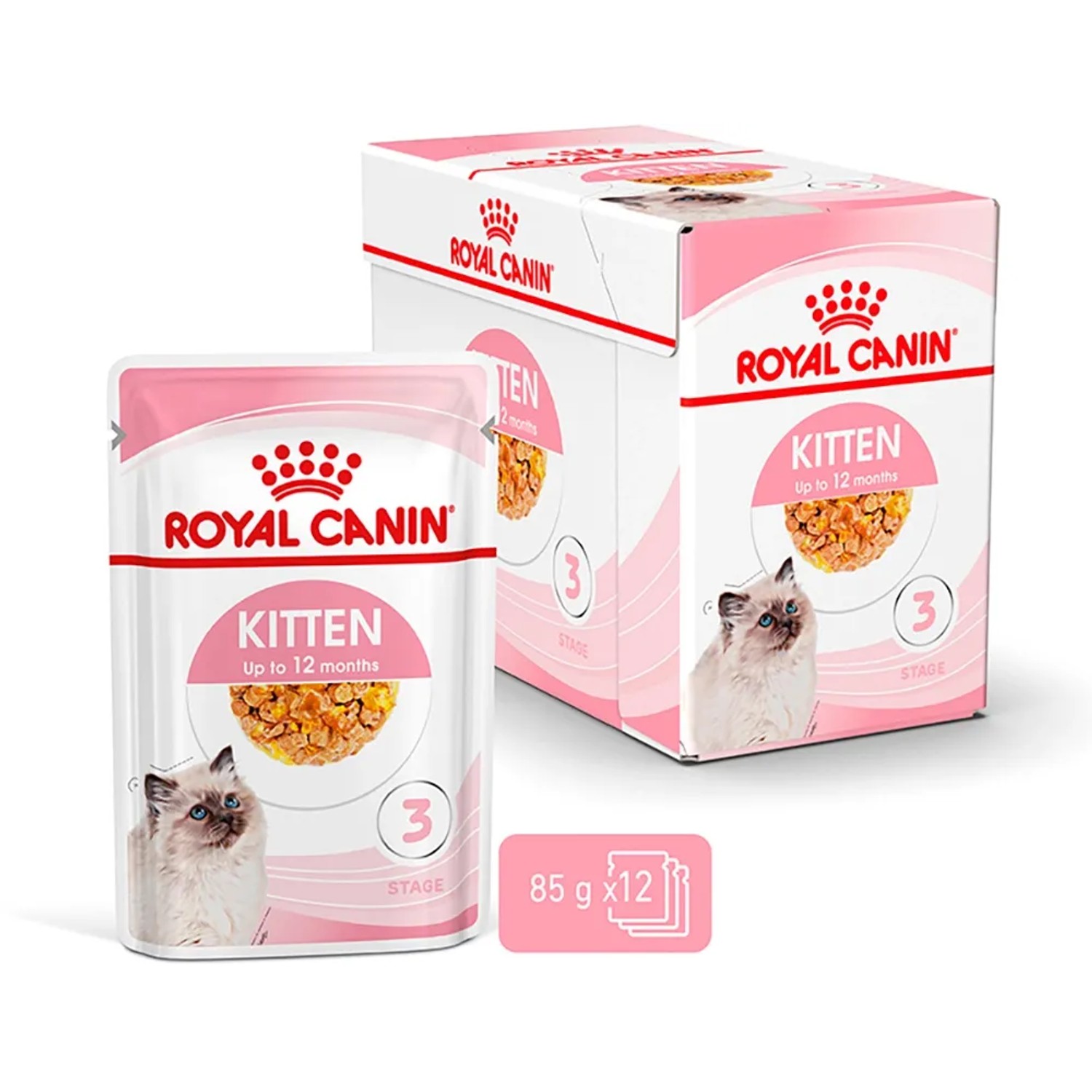 Royal Canin Kitten Nassfutter Gelee, 85g Beutel und 12er Pack für Kätzchen bis 12 Monate.