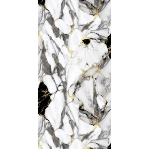 Hochglanz Wandpaneel in Marmor-Optik Onyx-Gold, ideal als Dusch- oder Küchenrückwand.