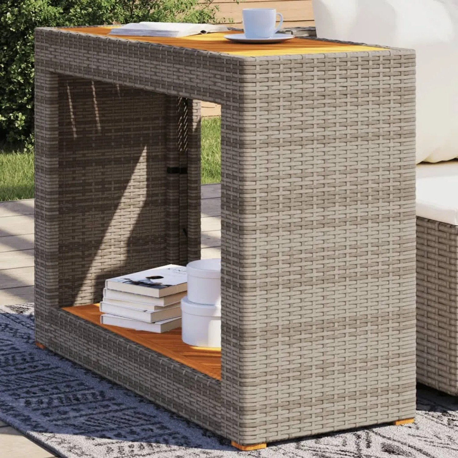 vidaXL Outdoor Beistelltisch Akazienholz Poly Rattan Grau 366307 kaufen bei OBI