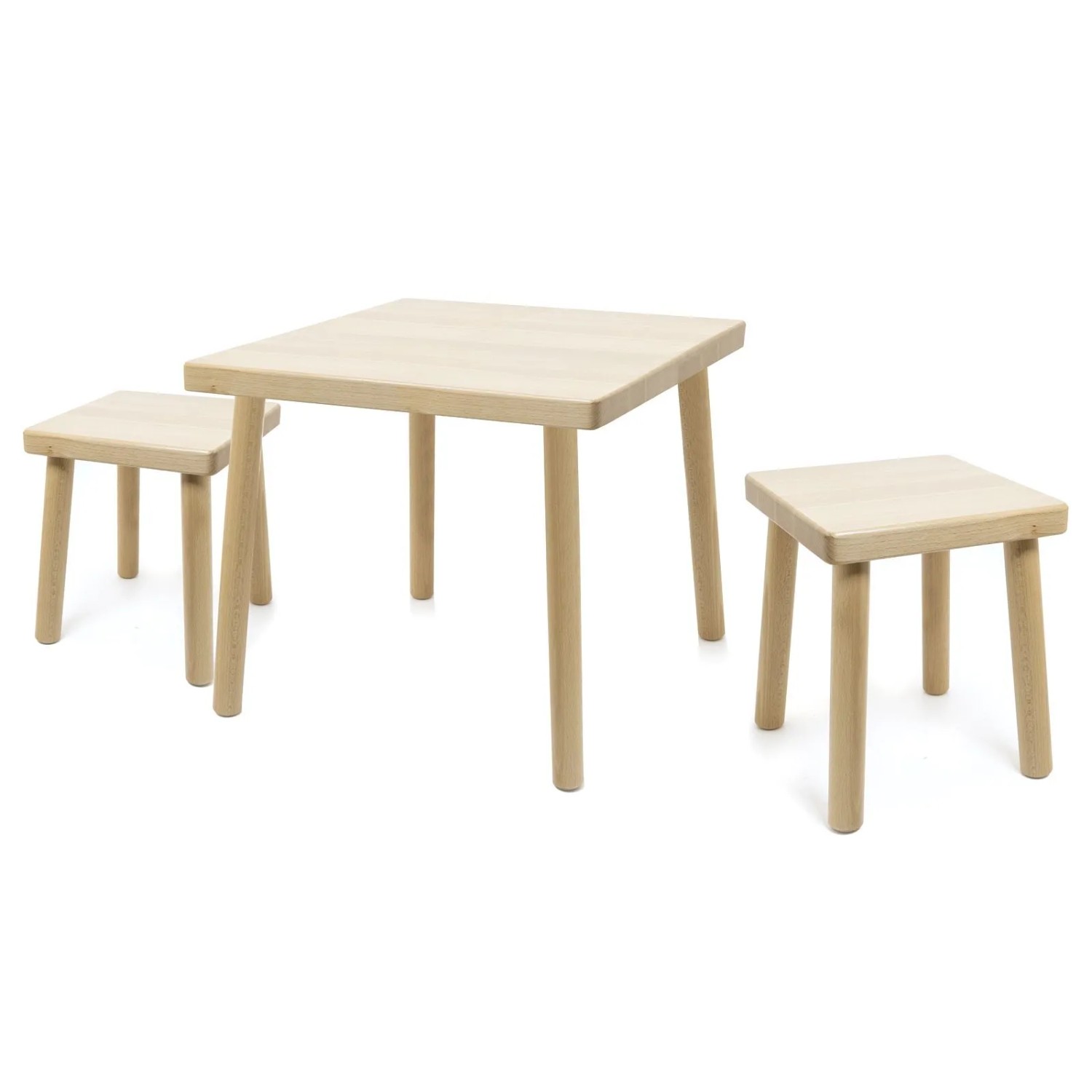 HolzFee Kinder Sitzgruppe Buchenholz Lackiert Tisch und Hocker Holz