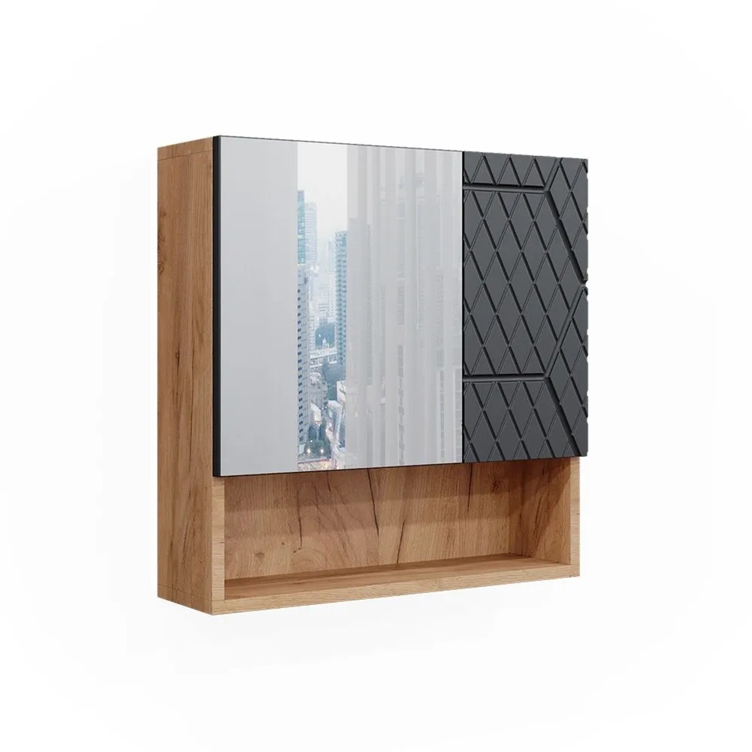 Vicco Badspiegelschrank Irma Anthrazit mit Wabenstruktur 54 x 55