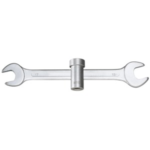 Heytec Express-Doppelmaulschlüssel, 17/19 mm, mit integriertem Mittelstück für Stockschrauben.