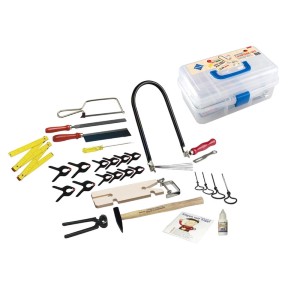 Pebaro Laubsäge-Set, 35-teilig, mit Werkzeugkoffer, Laubsäge, Hammer, Zangen und weiterem Zubehör.