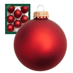 Weihnachtskugeln, rot, matt, 8er-Set von Krebs Glas Lauscha, 7cm Durchmesser.