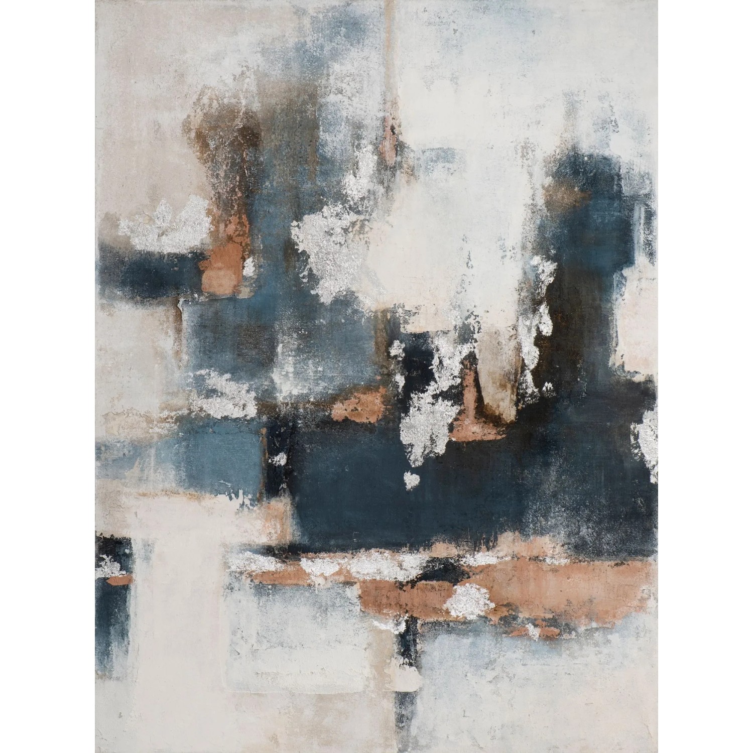 Art Universe Leinwandbild Facetten in Blau und Silber 90 x 120 cm