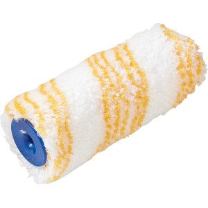 LUX Dispersionswalze, 12cm, Polyamid, für glatte Flächen. Farbwalze mit gelben Streifen.