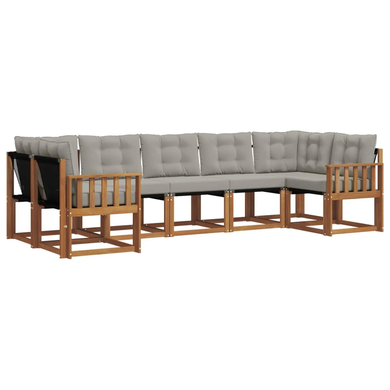 vidaXL Outdoor-Sofagarnitur mit Kissen 7-Tlg Natur und Hellgrau 3369022