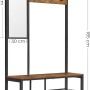 Songmics Garderobe in Braun-Schwarz mit 9 Haken, Spiegel, Sitzbank und Schuhregal.