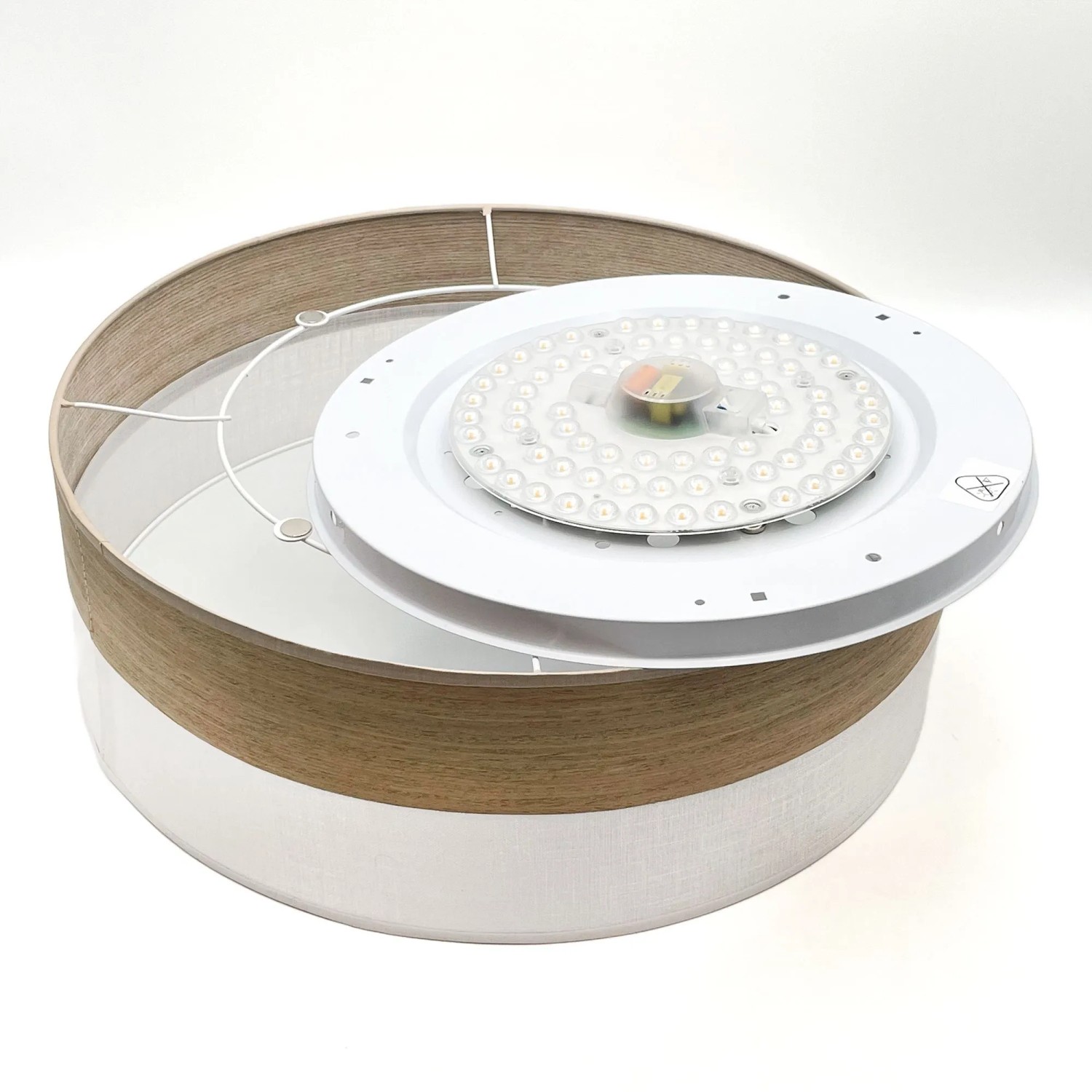 Lamkur LED-Deckenleuchte Dafne, Furnier/Weiß, Ø 45cm, mit LED-Platte.