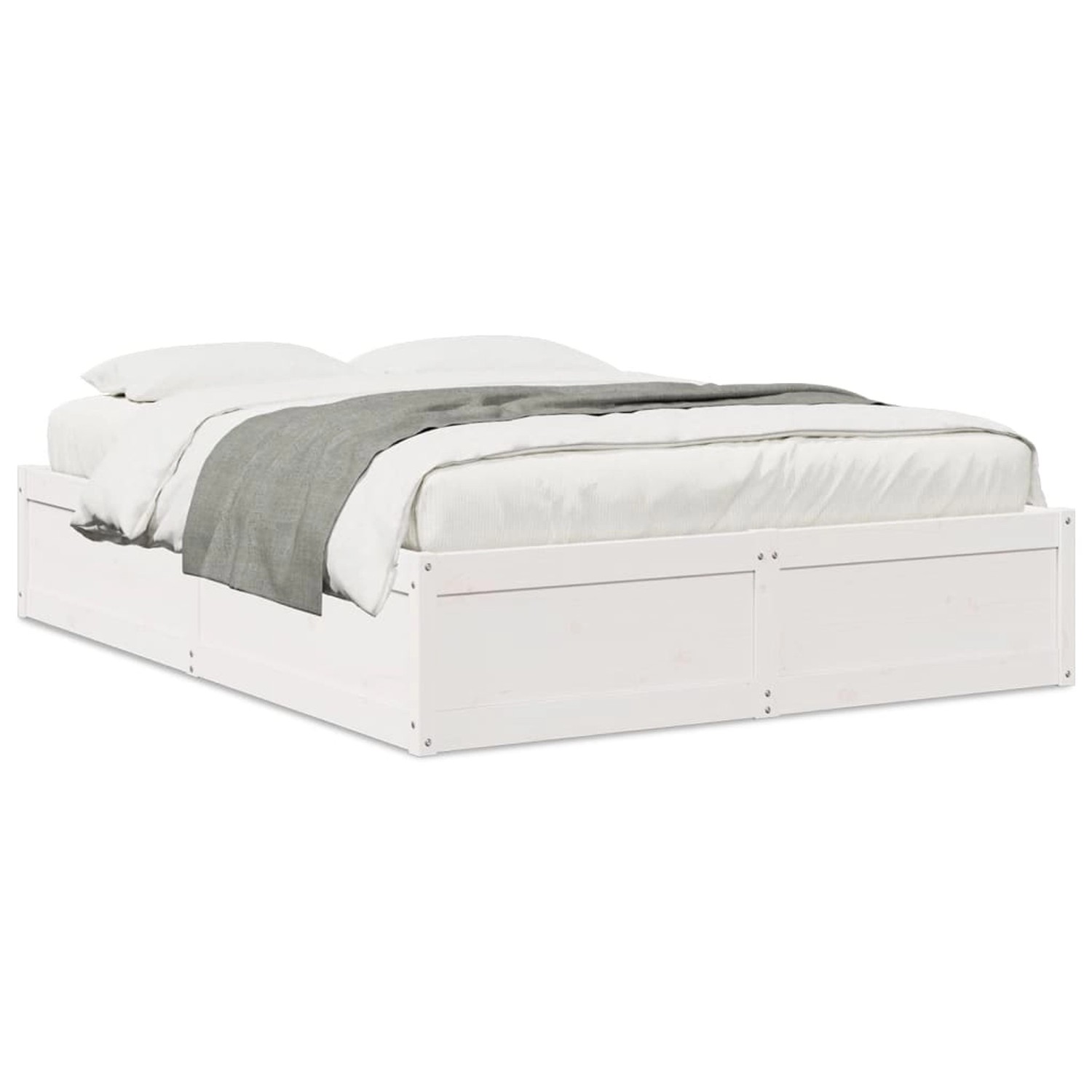 vidaXL Massivholzbett ohne Matratze Weiß 150x200 cm Kiefernholz 3282373 günstig online kaufen