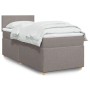 vidaXL Boxspringbett mit Matratze, taupefarbener Stoff, 80x200 cm. Bett mit weißer Bettwäsche.