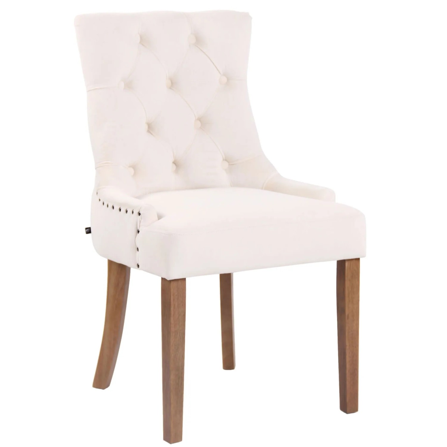 DELUKE Esszimmerstuhl HILON Samt Creme 55x58x92cm Hellbraun Essstühle Esszimmerstühle Küchenstühle Wohnzimmerstühle