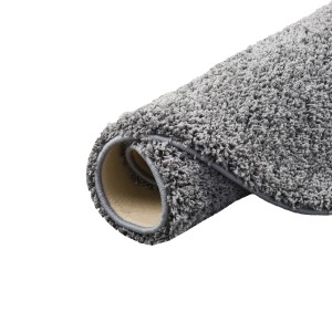 Gerollter, grauer Snapstyle Hochflor Teppich Milano, 160x160cm. Weicher Langflor Teppich.