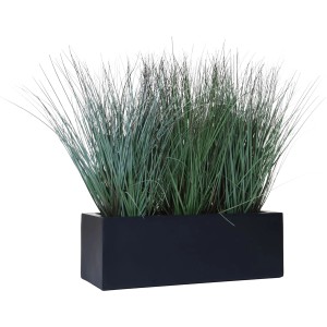 Anthrazitfarbener Vivanno Pflanzkasten Flobo 45 cm mit Ziergras, geeignet für Innen- und Außenbereich.