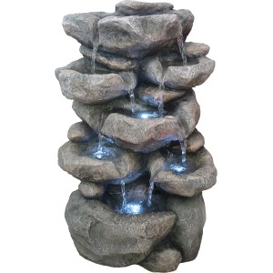 Silex Kunststeinbrunnen Arnsberg mit LED-Beleuchtung für den Garten.