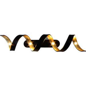 Moderne LED-Deckenleuchte Helix in Schwarz-Gold, spiralförmiges Design, dimmbar.