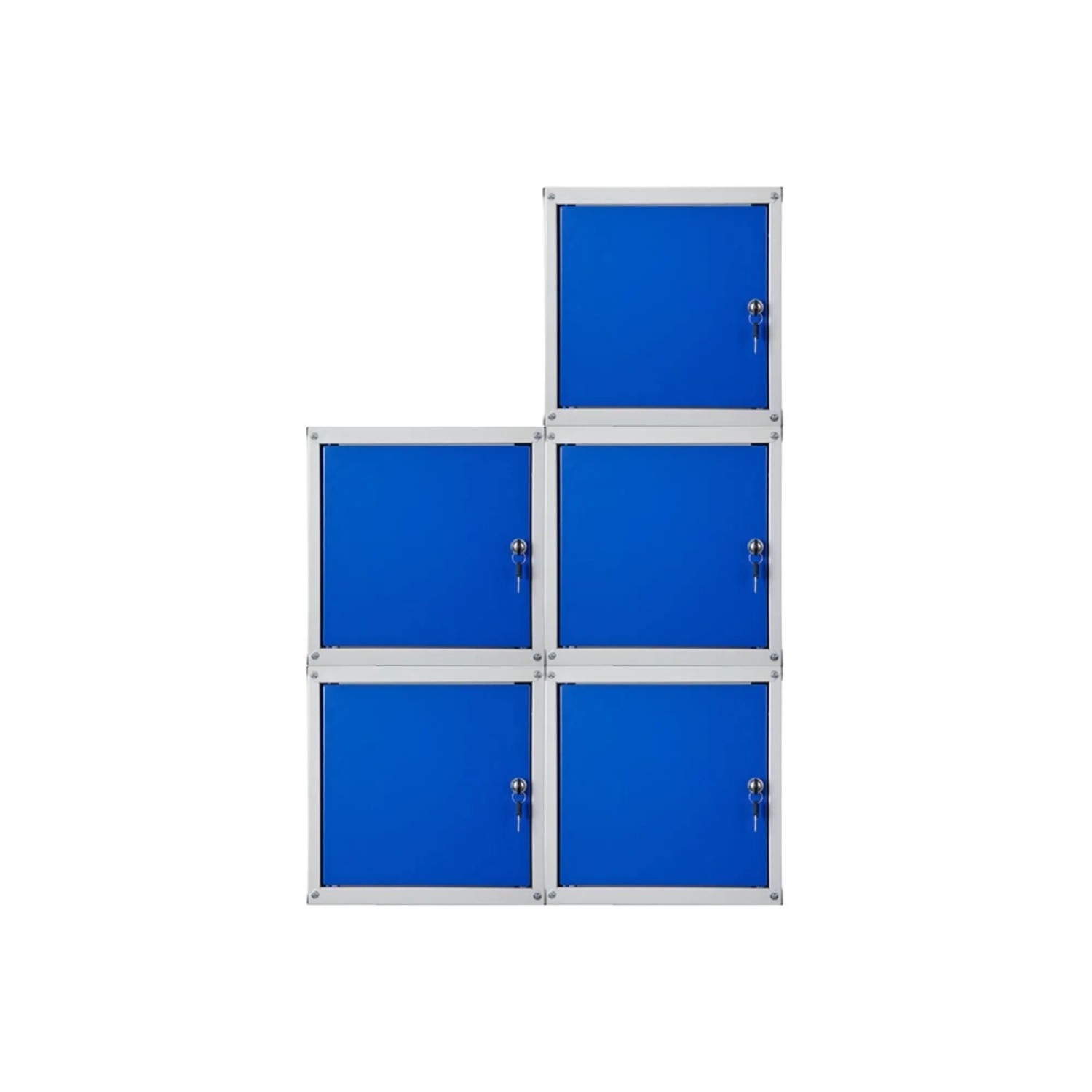PROREGAL Mega Deal 5x Schließfachwürfel Cubic HxBxT 35 x 35 x 35 cm Grau-Blau