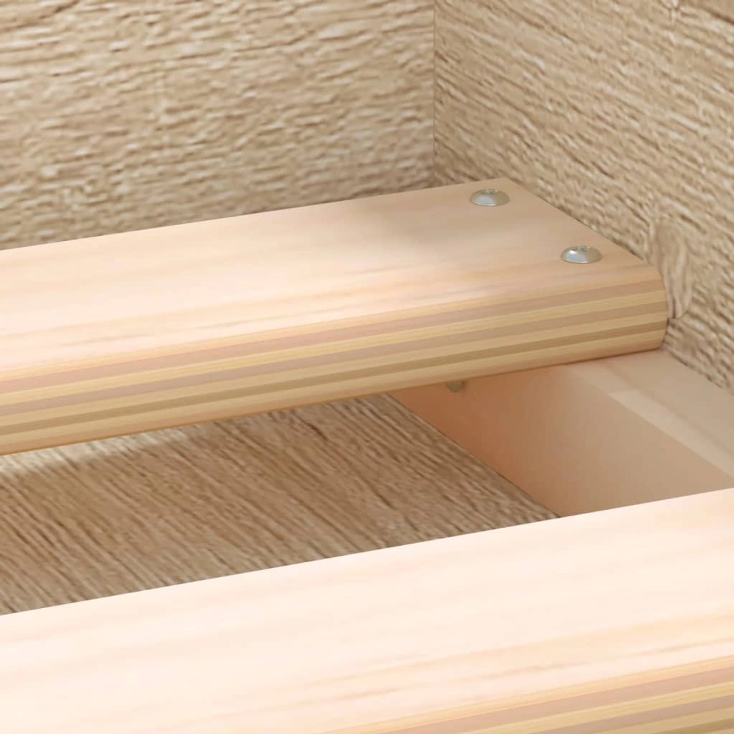 Detailansicht Bettgestell Sonoma-Eiche, Holzlatten und Stauraum.