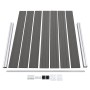 Graues vidaXL WPC Zaunelement Set, zerlegt, mit Aluminiumpfosten und Montagezubehör für Sichtschutzzäune.
