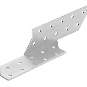 Weiß verzinkter Sparrenpfettenanker, 35x35x170 mm, rechte Ausführung, für Holzverbindungen.