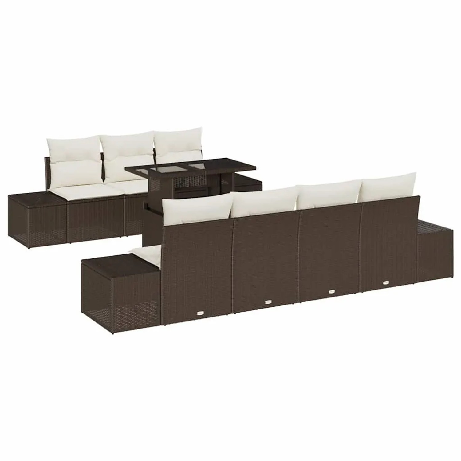 vidaXL Sofa Set mit Kissen 8-Tlg Braun und Creme Poly-Rattan 3349124 günstig online kaufen