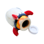 Bunte Keramik Raketenspardose mit Gummistopfen. Ideal als Kinderspardose und dekorativer Geschenkartikel.