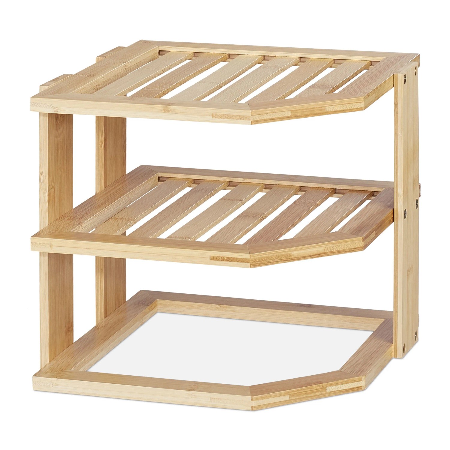 Relaxdays Eckregal Bambus Natur mit 2 Ablagen 24 cm x 27 cm x 25,5 cm 0,9 kg