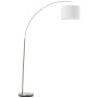 Brilliant Bogenlampe Clarie, Eisen-Weiß, mit Textilschirm. Elegante Stehleuchte für Wohnzimmer.
