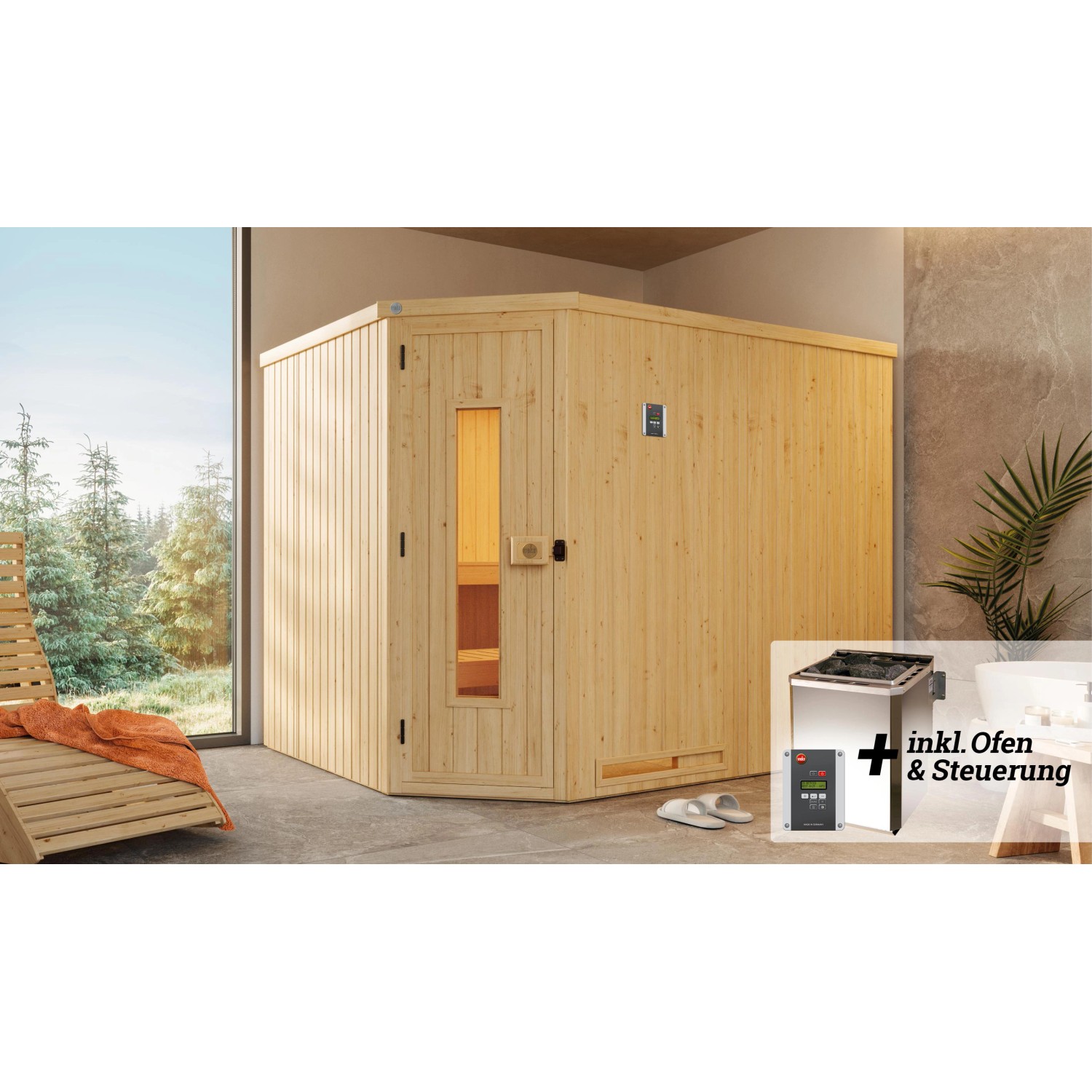 Weka Elementsauna Varberg 4 Sparset 7,5 kW BioS digi. Steuerung Massivholzt günstig online kaufen