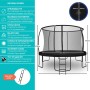 Schwarzes Zero Gravity Gartentrampolin 366cm mit Sicherheitsnetz und Leiter.