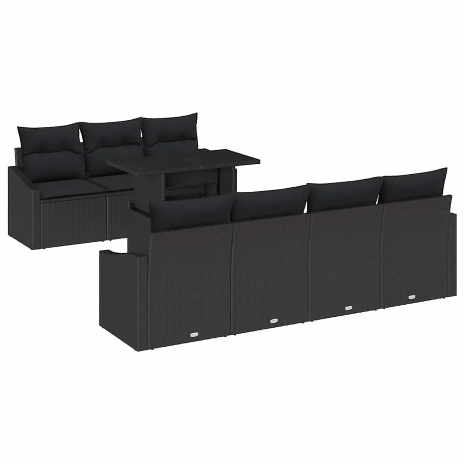 vidaXL Gartensofa-set mit Kissen 8-Tlg Schwarz Poly-Rattan 3348949 günstig online kaufen