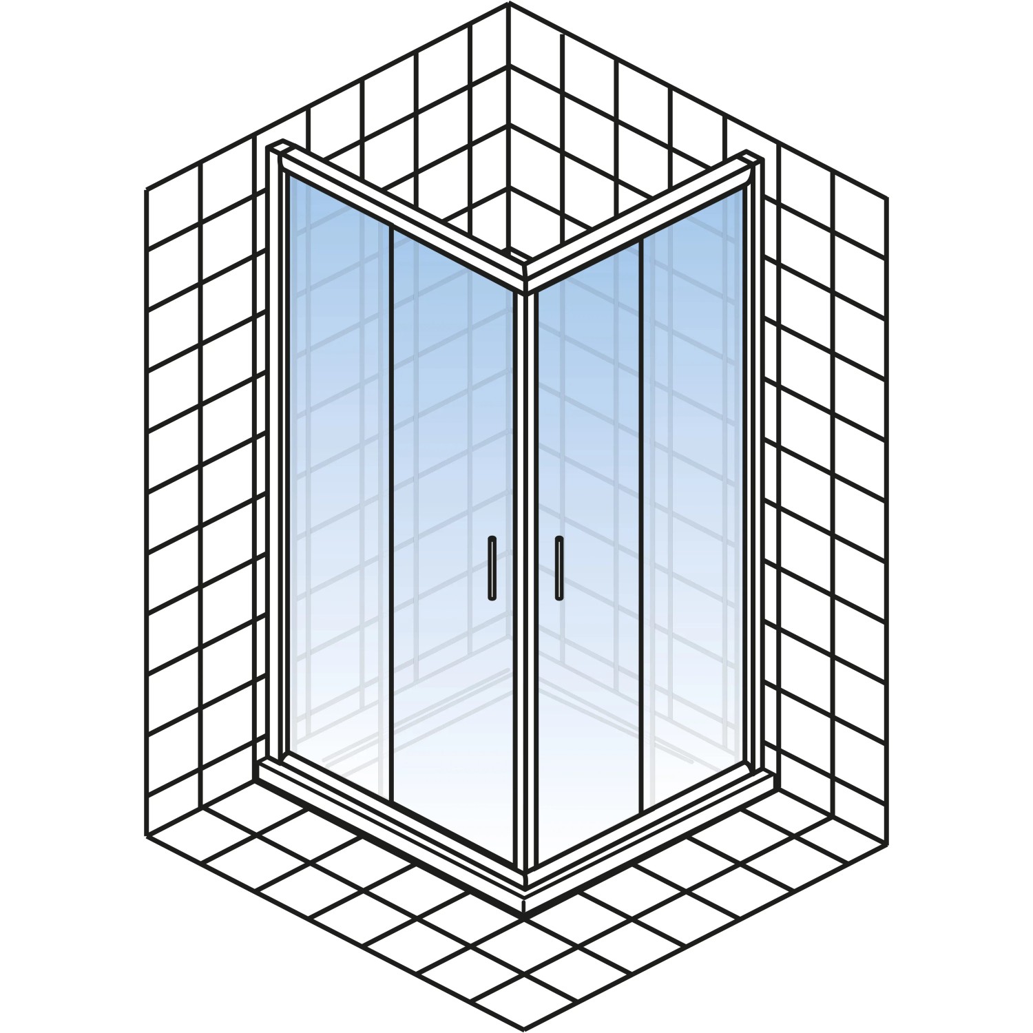 Schulte Eckeinstieg Kristall/Trend, 100x90x185 cm, Echtglas klar hell. Eckdusche mit Chrom-Optik.
