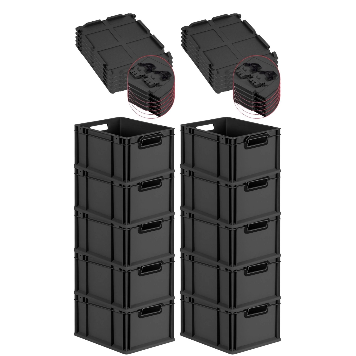 PROREGAL SuperSparSet 10x Eurobox Nextgen Color Mit Scharnierdeckel HxBxT 2 günstig online kaufen