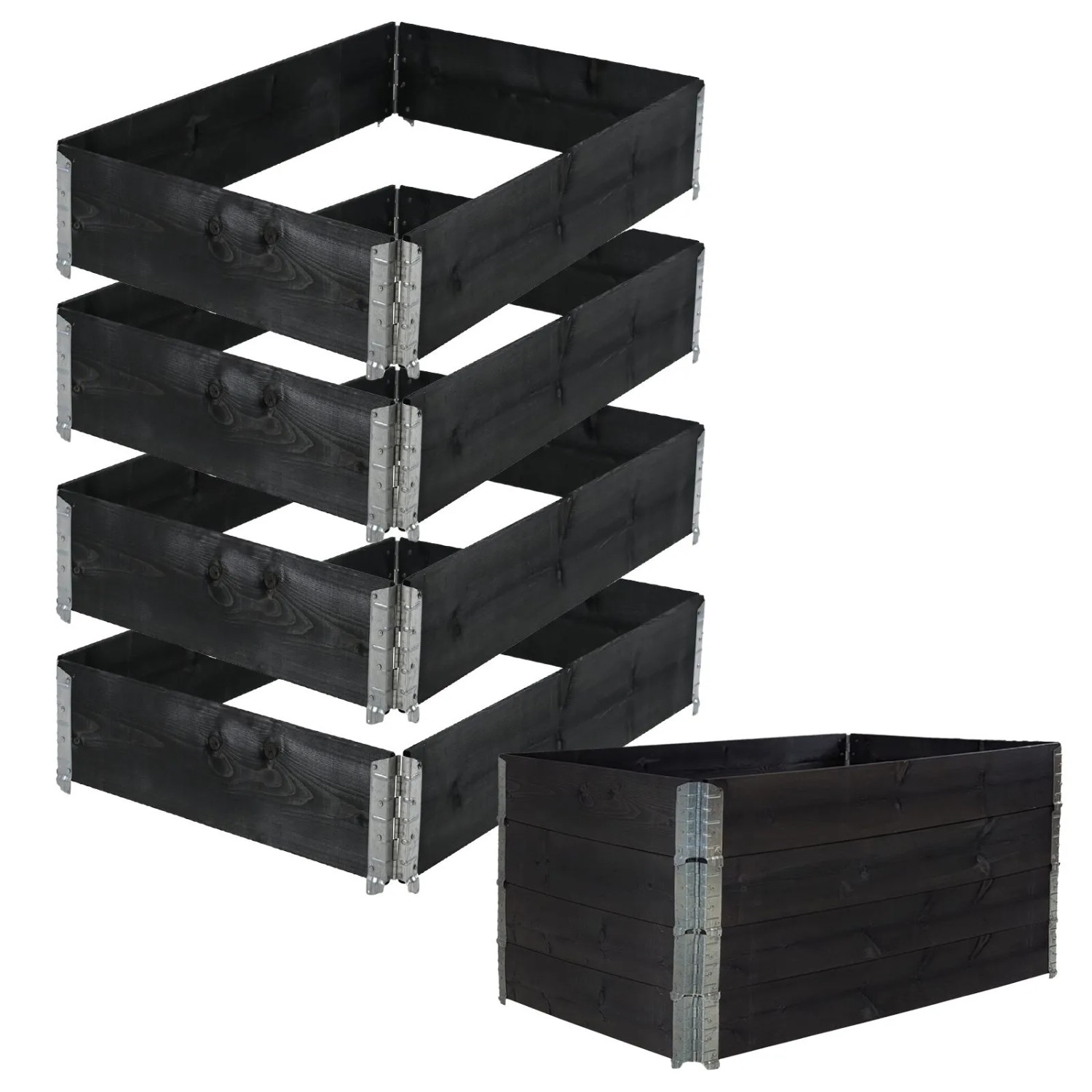 TRUTZHOLM Hochbeet 4er Set Palettenrahmen 120x80x80 cm Aus Holz Stapelbar Schwarz