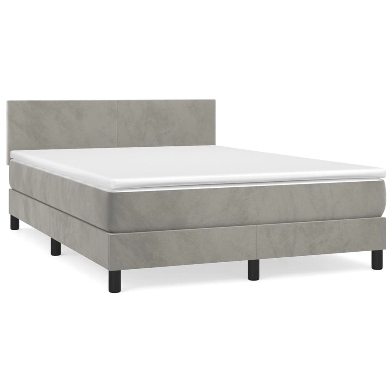 vidaXL Boxspringbett mit Matratze Hellgrau 140x190 cm Samt1367288 günstig online kaufen