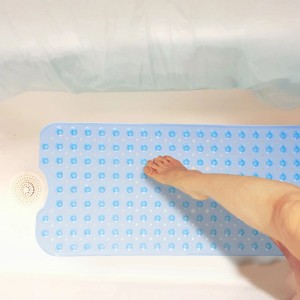 Relaxdays Badewannenmatte XXL PVC Blau Rutschfest 97 cm x 39 cm x 0,7 cm 0,8 kg