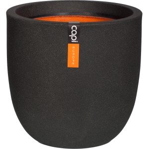 Schwarzer, runder Capi Pflanztopf Smooth, Ø 35 cm, für Innen und Außen.